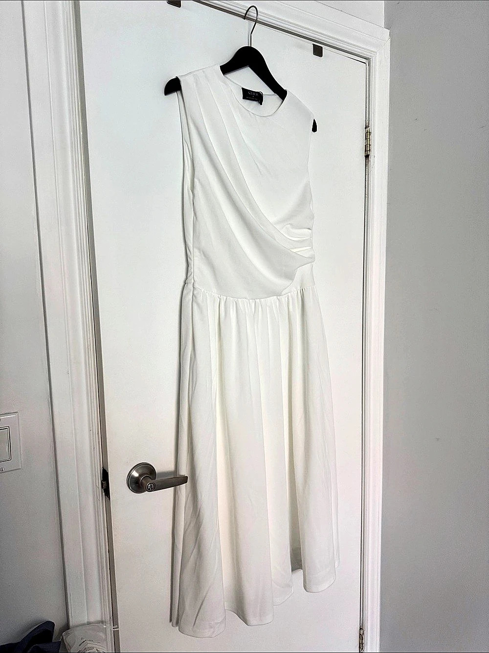 Cider White Draped Maxi Dress NWT